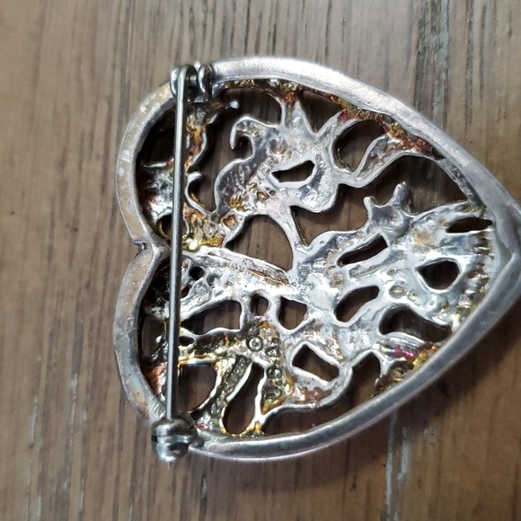 Sterling USA filigree heart shaped brooch - Picture 3 of 3